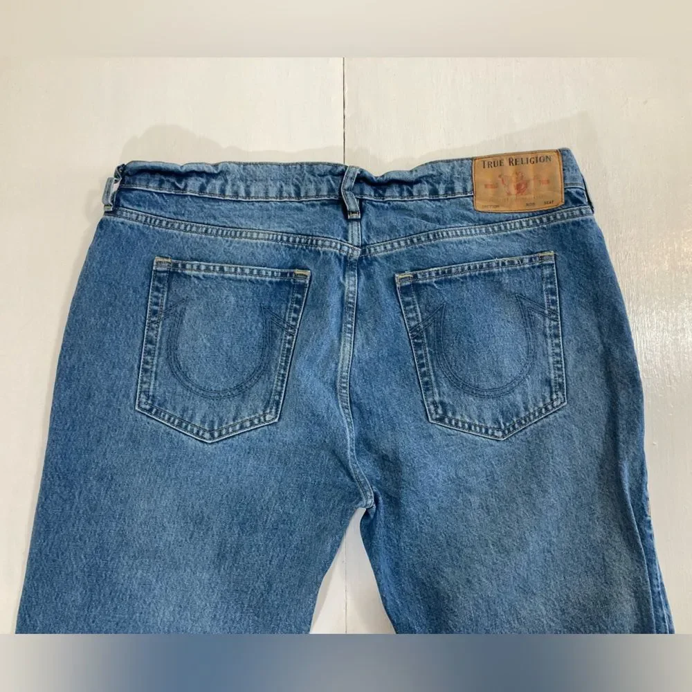 True Religion Jeans Men’s 38 Blue Rocco Relaxed Skinny Distressed Denim